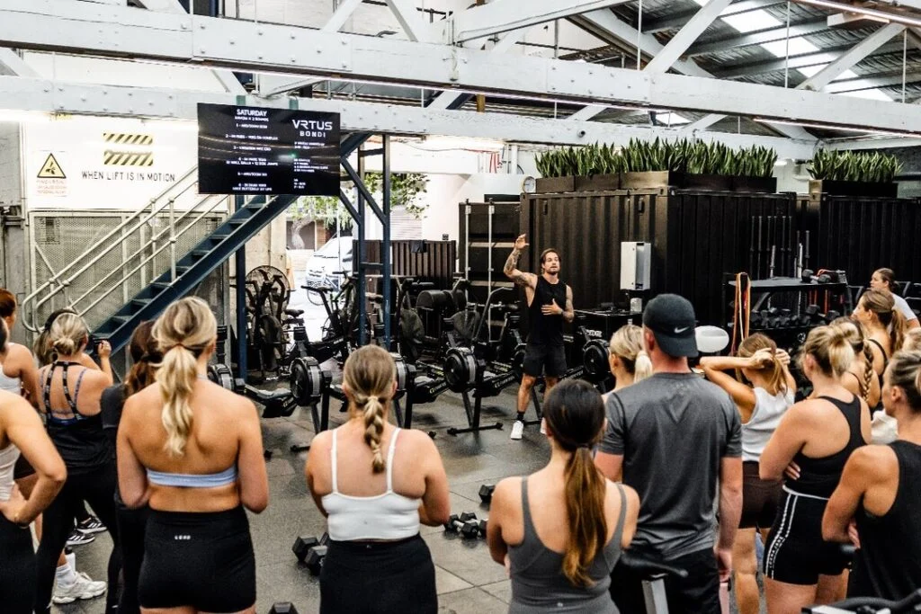 Coach briefing a class in the VRTUS Bondi gym